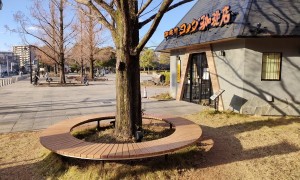 多摩産材、木製ベンチ、サークルベンチ