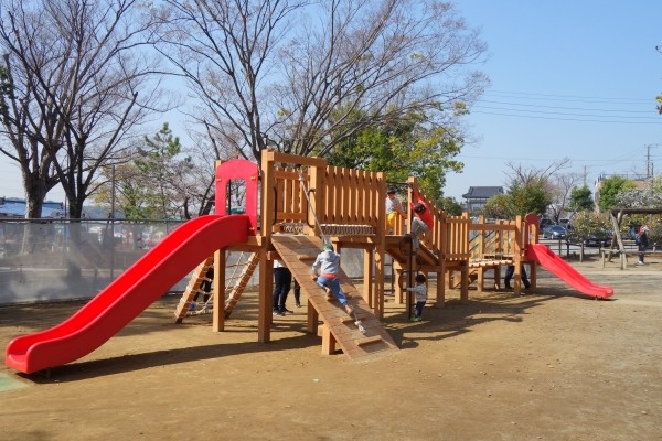 木製遊具、手賀沼公園